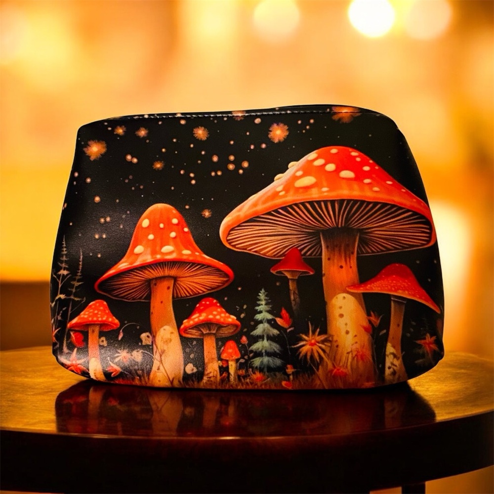 Zip top Cosmetic Bag - Mushrooms